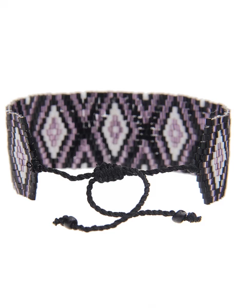 -70% SALE Leslii Armband Web-Muster Raute in Schwarz Lila Kostenloser Versand international