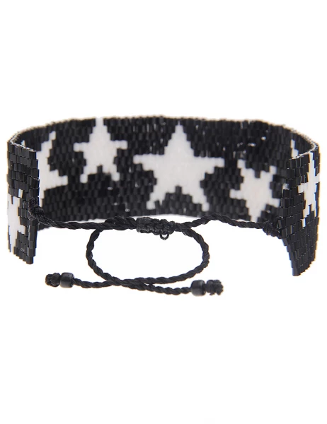 -70% SALELeslii Armband Web-Muster Sterne in Schwarz Weiß Fabrikladen