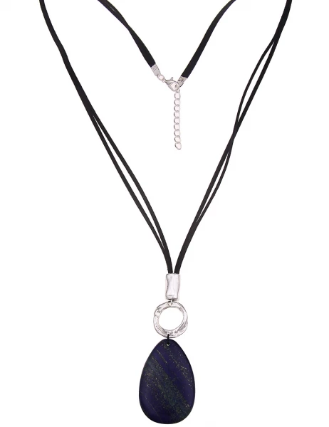 -50% SALE Leslii Lange Halskette Naturstein in Schwarz Blau zollfrei