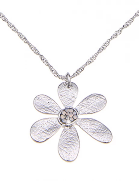 -50% SALE Leslii Kurze Halskette Glitzer-Blüte in Silber Günstiger Verkauf