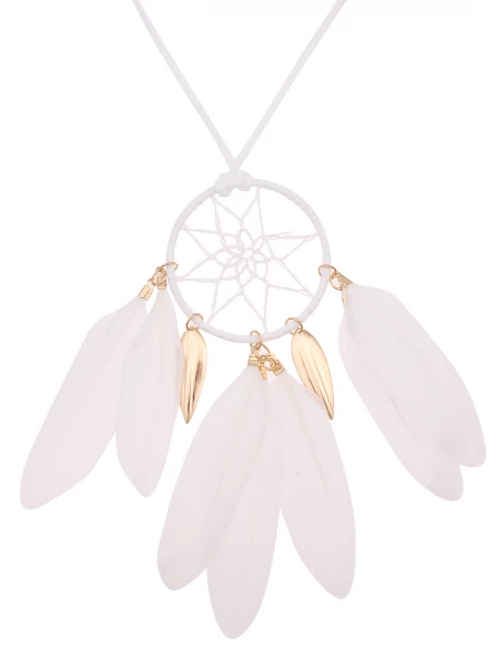 -50% SALE Leslii Lange Halskette Traumfänger in Weiß Gold Flash Sale
