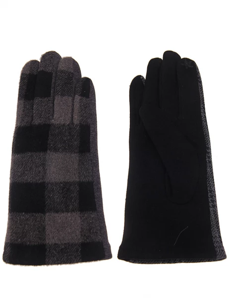 -50% SALE Leslii Fashion Handschuhe Karomuster in Grau Muttertagsangebot