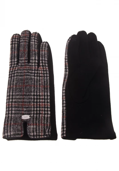 -50% SALE Leslii Fashion Handschuhe Hahnentritt Muster in Schwarz Braun Top Angebot