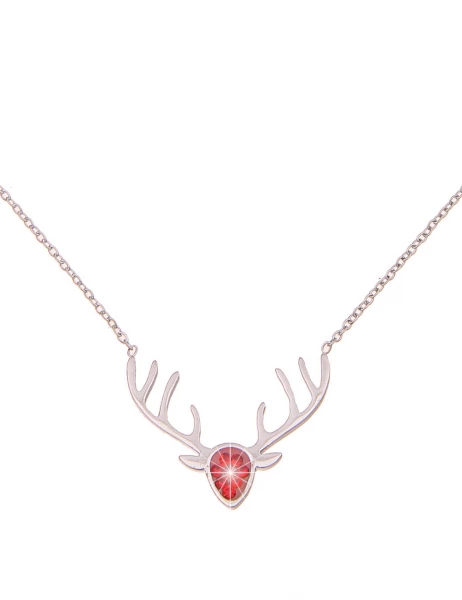 -50% SALE Leslii Damen-Kette Hirsch-Geweih Trachten-Collier Oktoberfest Dirndl-Kette Wiesn Silber Ro Zeitlich begrenztes Angebot