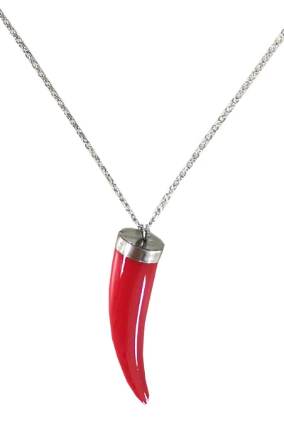 SALE Leslii Kurze Halskette Zahn in Silber Rot Blitzangebot