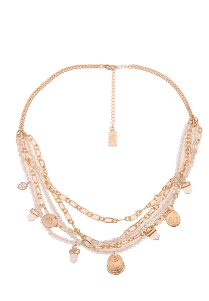 -50% SALE Leslii Kurze Halskette Statement Look Carmen in Gold Weiß Räumungsverkauf