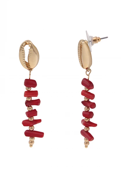 -50% SALE Leslii Ohrringe Ohrhänger Marisol Muschel in Gold Rot 50% Rabatt für begrenzte Zeit