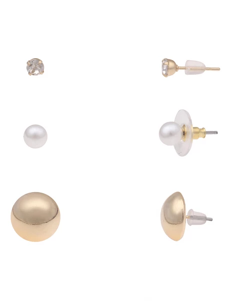 Leslii Ohrringe Ohrstecker Basic 3er Set in Gold Weiß Fabrikverkauf
