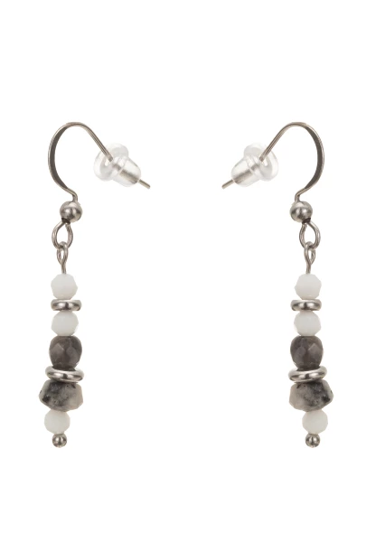 -50% SALE! Leslii Ohrringe Ohrhänger Natursteine in Silber Grau Weiß Valentinstagsangebot