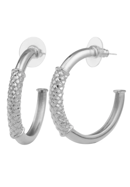 Leslii Damen-Ohrringe Creolen Statement Muster Glanz-Look silberne Modeschmuck-Ohrringe Silber Neueste Stile