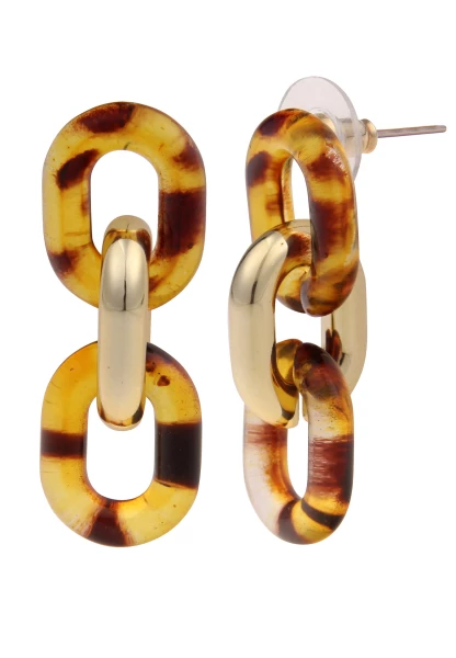 Leslii Damen-Ohrringe Anna Ohrhänger Statement-Glieder Horn Modeschmuck-Ohrringe Gold Braun Letzte 2 Tage