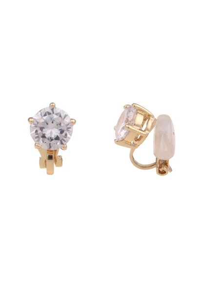 Leslii Damen-Ohrringe Ohr-Clip weiße Glas-Ohrringe Glitzer Modeschmuck-Ohrringe Gold Weiß Bis zu 50% Rabatt