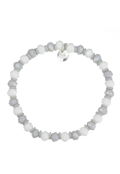 Leslii Armband Glasperlen in Weiß Grau Blitzangebot