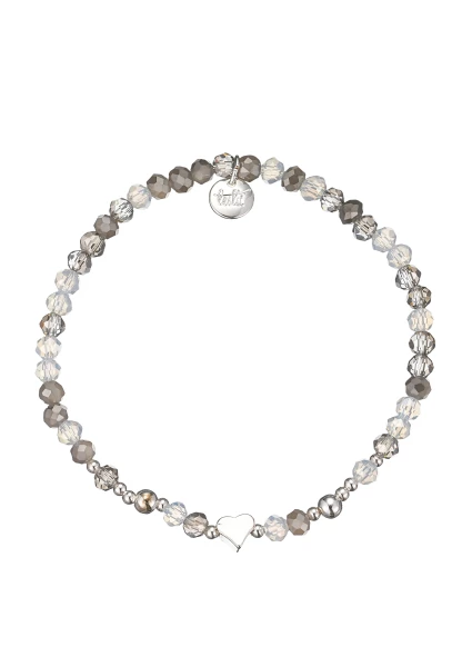 Leslii Damen-Armband Karoline Kristall Glasperlen dehnbar Grau Nur für heute