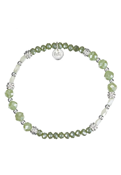 Leslii Damen-Armband Kiara Kristall Glasperlen dehnbar Khaki Grün Im Verkauf