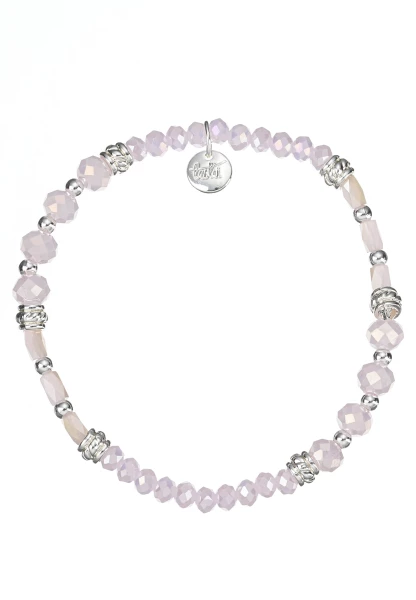 Leslii Damen-Armband Kiara Kristall Glasperlen dehnbar Rosa zollfrei
