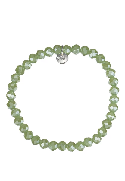 Leslii Damen-Armband Kate Kristall Glasperlen dehnbar Khaki Grün Limitierter Zeitrabatt