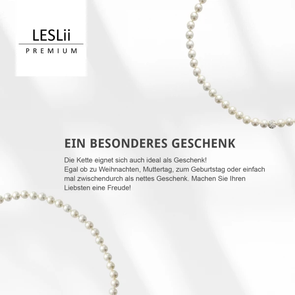Leslii Damen-Kette Perlen-Collier weiße Perlen-Kette Strass-Kugel Weiß Begrenztes Angebot