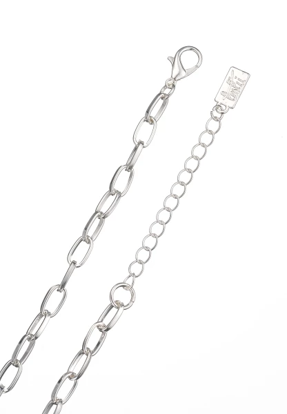 Leslii Kurze Halskette Glieder-Kette Glitzer Y-Kette in Silber Black Friday