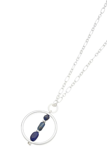 Leslii Lange Halskette Natursteine Silber Blau Weihnachtsangebot