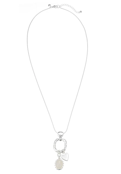 Leslii lange Schlangenkette Heart Stone | Silber Heißer Verkauf