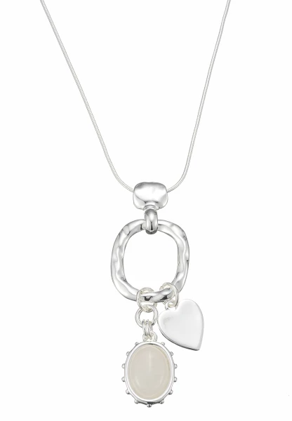 Leslii lange Schlangenkette Heart Stone | Silber Heißer Verkauf