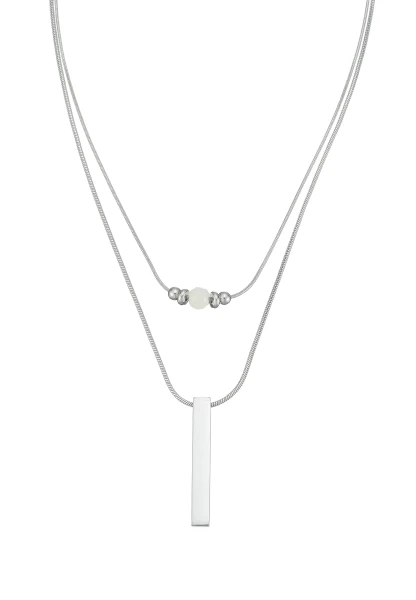 Leslii Kurze Kette Layering Naturstein Silber Riesige Ersparnisse