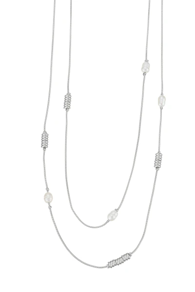 Leslii Kurze Kette Layering Perlen Silber VIP-Rabatte