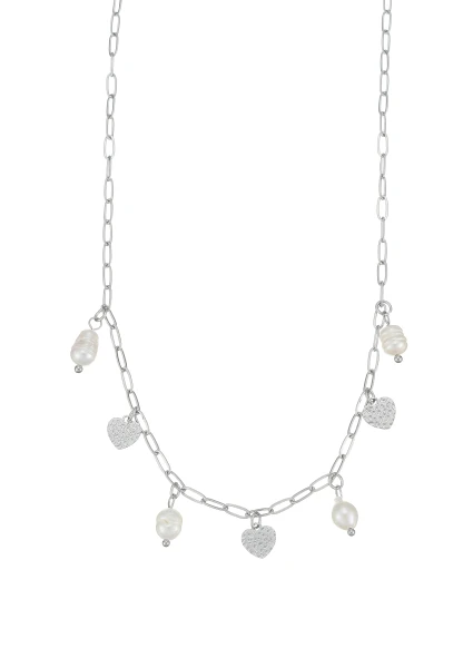 Leslii Kurze Kette Herz echte Perlen Silber Wochenangebot