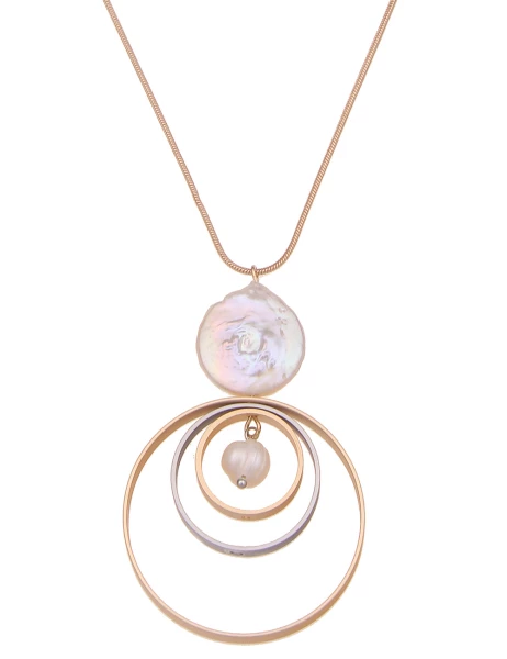 Leslii Lange Kette Tricolor Ringe mit Perle Begrenzte Freigabe