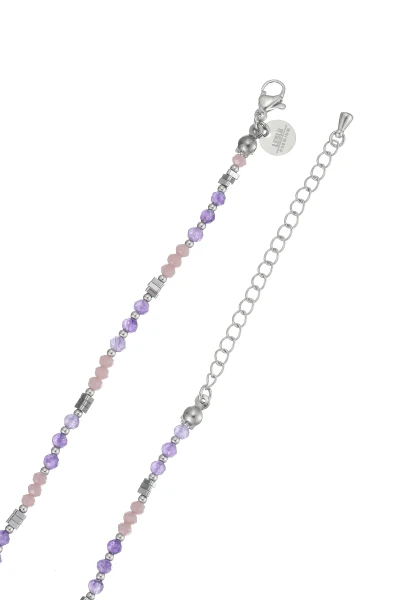 Leslii Kurze Kette Natursteine Stainless Steel Lila Bis zu 50% Rabatt