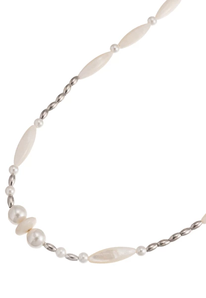 Leslii Kurze Kette Premium Collier Perlen Herz Collier in Weiß Silber 50% Rabatt mit kostenlosem Versand