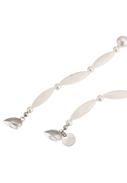 Leslii Kurze Kette Premium Collier Perlen Herz Collier in Weiß Silber 50% Rabatt mit kostenlosem Versand