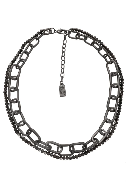 Leslii Layering Glieder-Kette Glasperlen Schwarz Fabrikladen