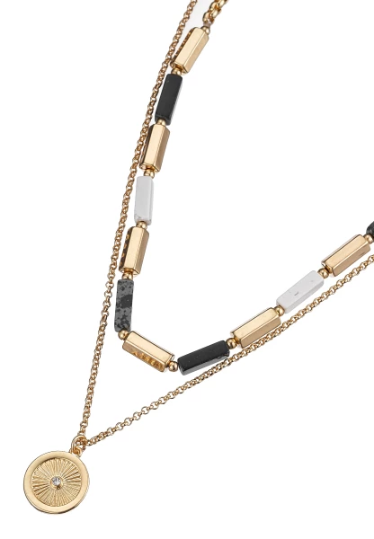 Leslii Kurze Halskette Layering Steine Gold Black Friday Preise