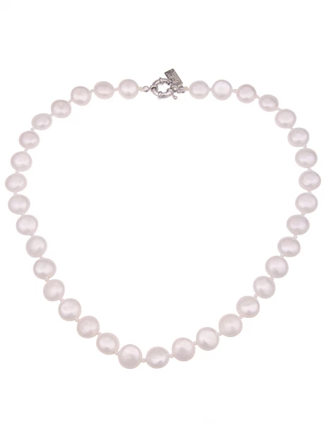 Leslii Damen-Kette weiße Perlen-Kette Muschelkern Perlen-Collier kurze Halskette Modeschmuck Weiß Fabrikverkauf