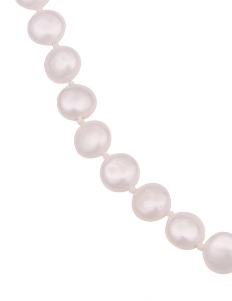 Leslii Damen-Kette weiße Perlen-Kette Muschelkern Perlen-Collier kurze Halskette Modeschmuck Weiß Fabrikverkauf