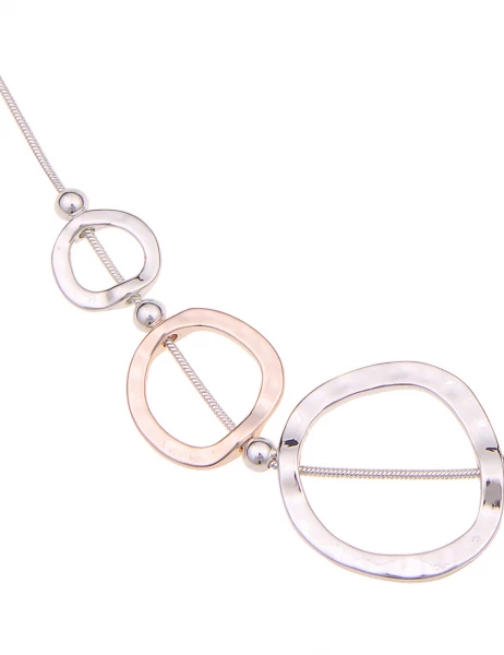 Leslii Damen-Kette Bicolor Ring-Anhänger Collier kurze Halskette Modeschmuck-Kette Silber Rosé Meist gekauft
