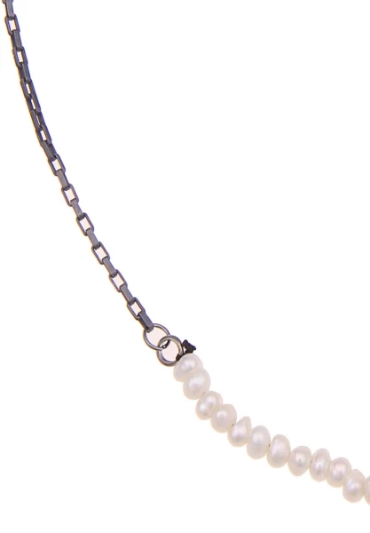 Leslii Damen-Kette Little Pearls Süßwasser-Zuchtperlen Perlen-Kette Collier Schwarz Weiß Blitzverkäufe