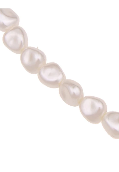 Leslii Damen-Kette Doreen Glieder-Kette Perlen kurze Halskette Modeschmuck-Kette Collier Silber Weiß Kostenloser Versand
