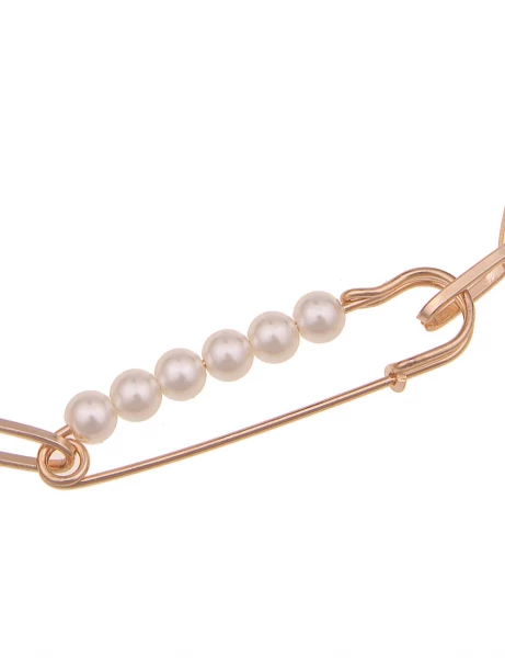 -50% SALE Leslii Kurze Halskette Sicherheitsnadel Perlen in Gold Weiß Rabatt