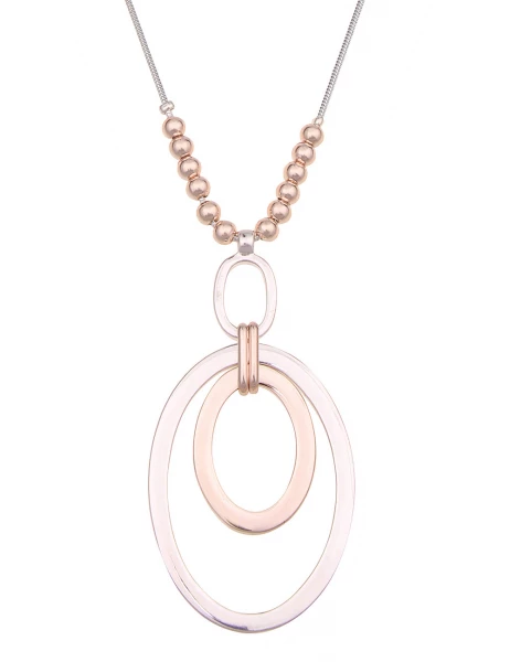 -50% SALE Leslii Lange Halskette Bicolor Ovale in Silber Rosé Exklusivangebot