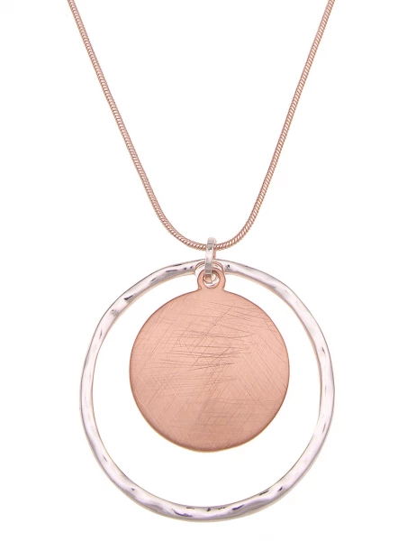 -50% SALE Leslii Damen-Kette Bicolor Ring-Anhänger Schlangen-Kette lange Modeschmuck-Kette Silber R Preisnachlass