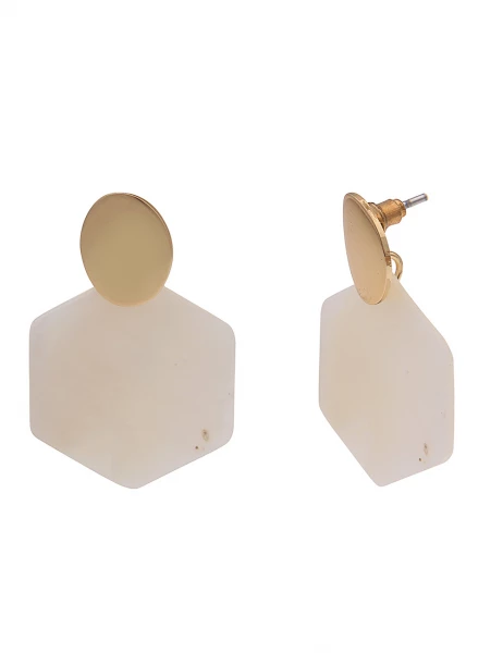 -50% SALE Leslii Ohrringe Ohrhänger Perlmutt Sechseck in Gold Weiß Muttertagsangebot