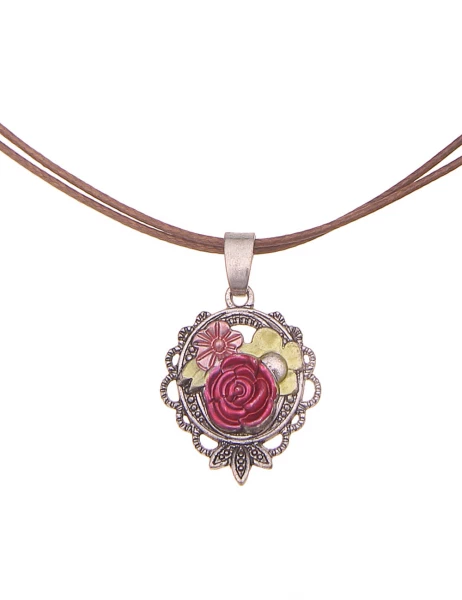 -50% SALE Leslii Damen-Kette Blumen Filigran Dirndl-Kette Wiesn Oktoberfest in Braun Pink Saisonale Angebote