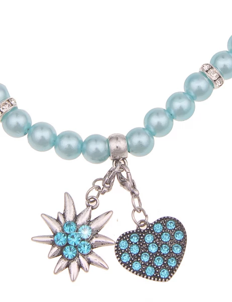 -50% SALE Leslii Damen-Kette Heidi Edelweiß Herz-Kette Dirndl Oktoberfest kurze Kette Modeschmuck Bl Räumungsverkauf