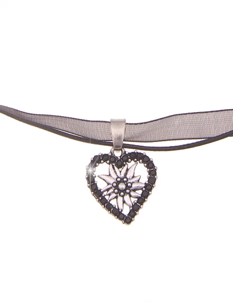 -50% SALE Leslii Damen-Kette Edelweiß Herz-Kette Dirndl Oktoberfest kurze Kette Modeschmuck Schwarz Tägliche Deals