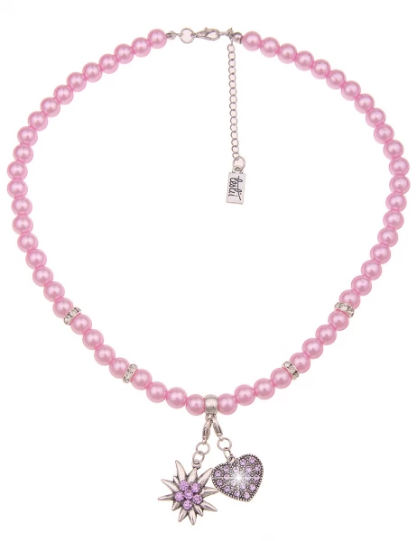 -50% SALE Leslii Damen-Kette Heidi Edelweiß Herz-Kette Dirndl Oktoberfest kurze Kette Modeschmuck Ro Sonderangebote
