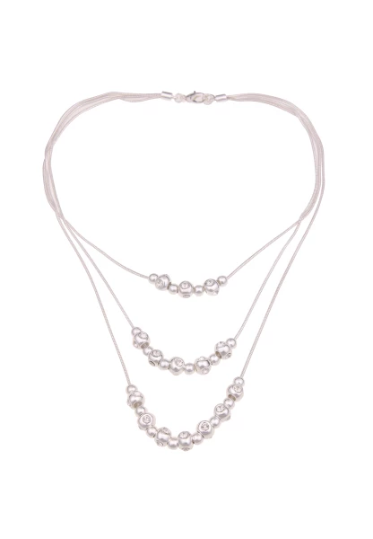 -50% SALE Leslii Kurze Halskette Statement Collier in Silber Weiß Letzte 2 Tage