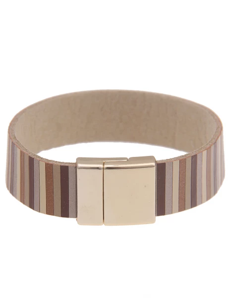 Leslii Armband Statement Streifen-Muster in Braun Gold Bis zu 60% Rabatt